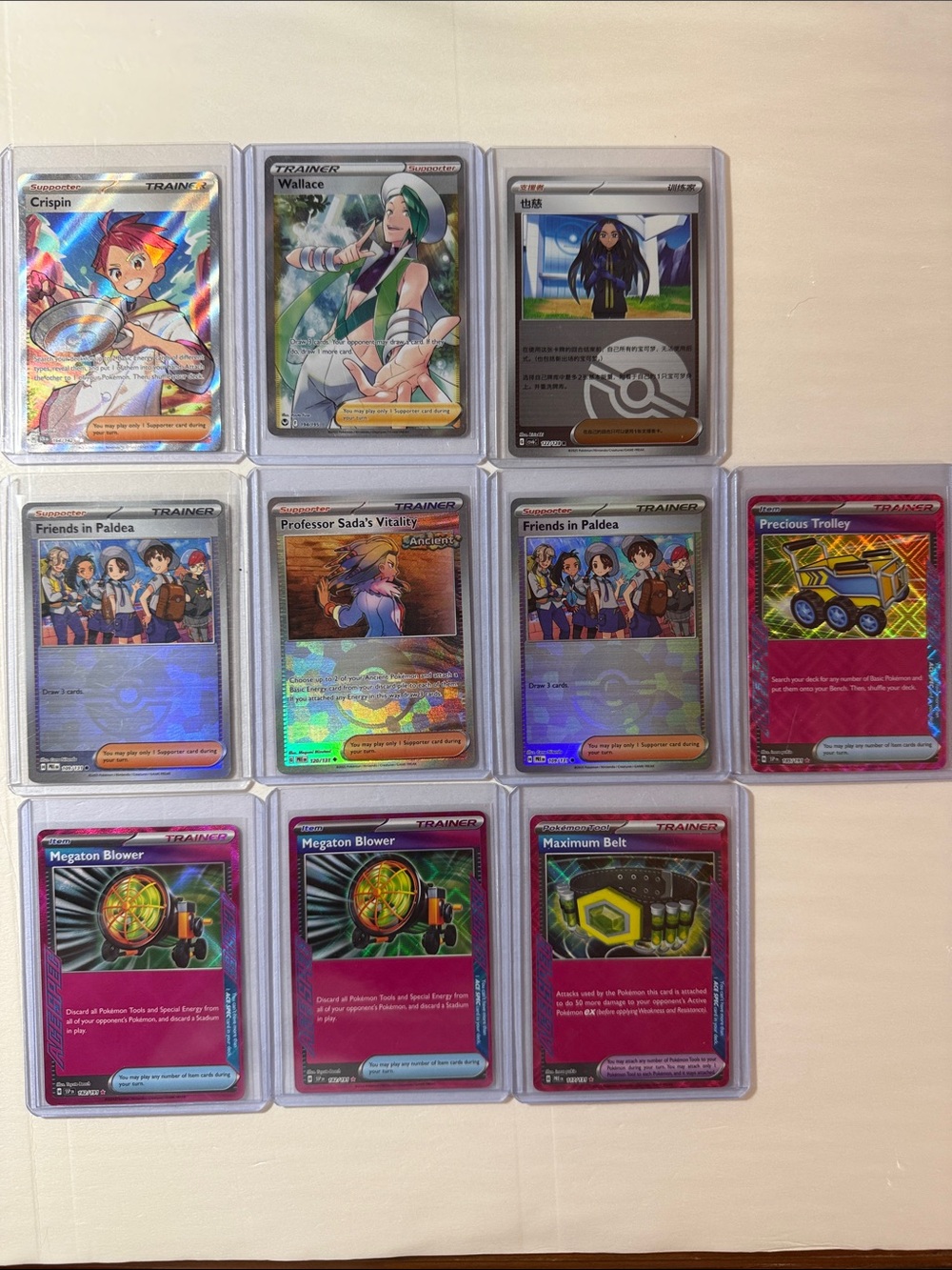 Pokemon Trainer Full Art Holo Cards - Pink, Purple, Blue, Green, Yellow Accents